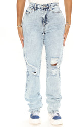 Tall Tell It To Me Straight Ripped Jeans - Light Blue Wash Ins Street